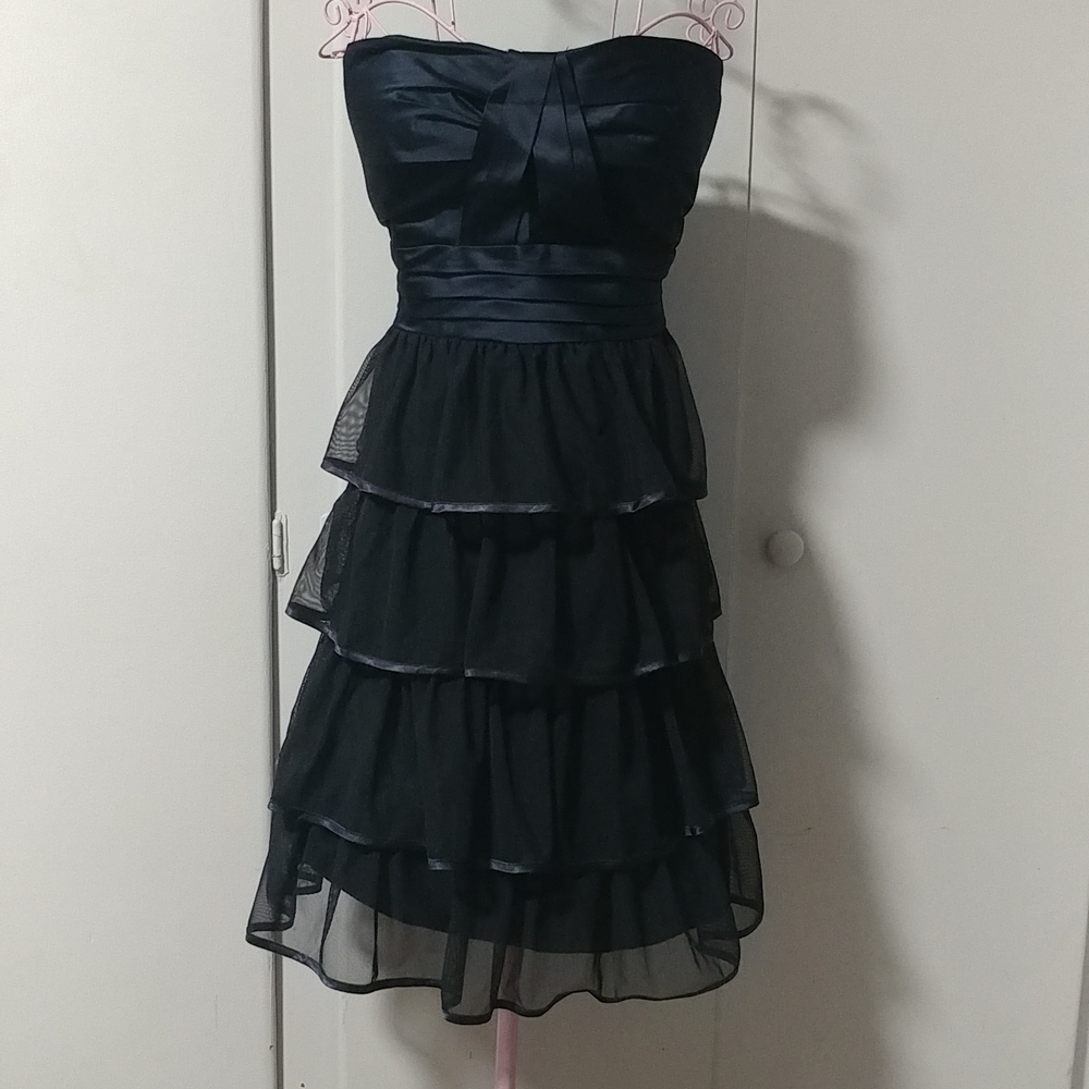 Torrid Navy Mesh Tiered Tube Dress